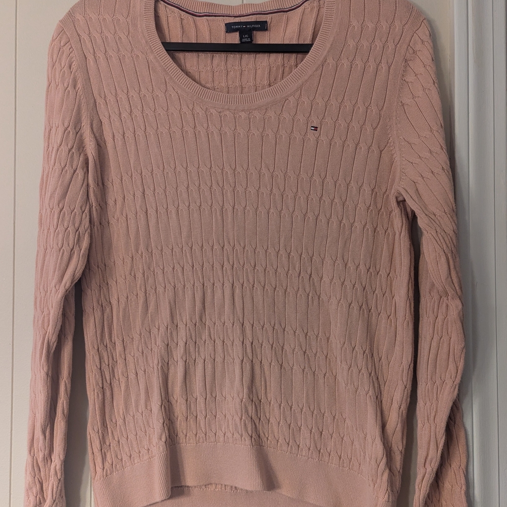 Tommy Hilfiger Women's Pink Cable Knit Sweater